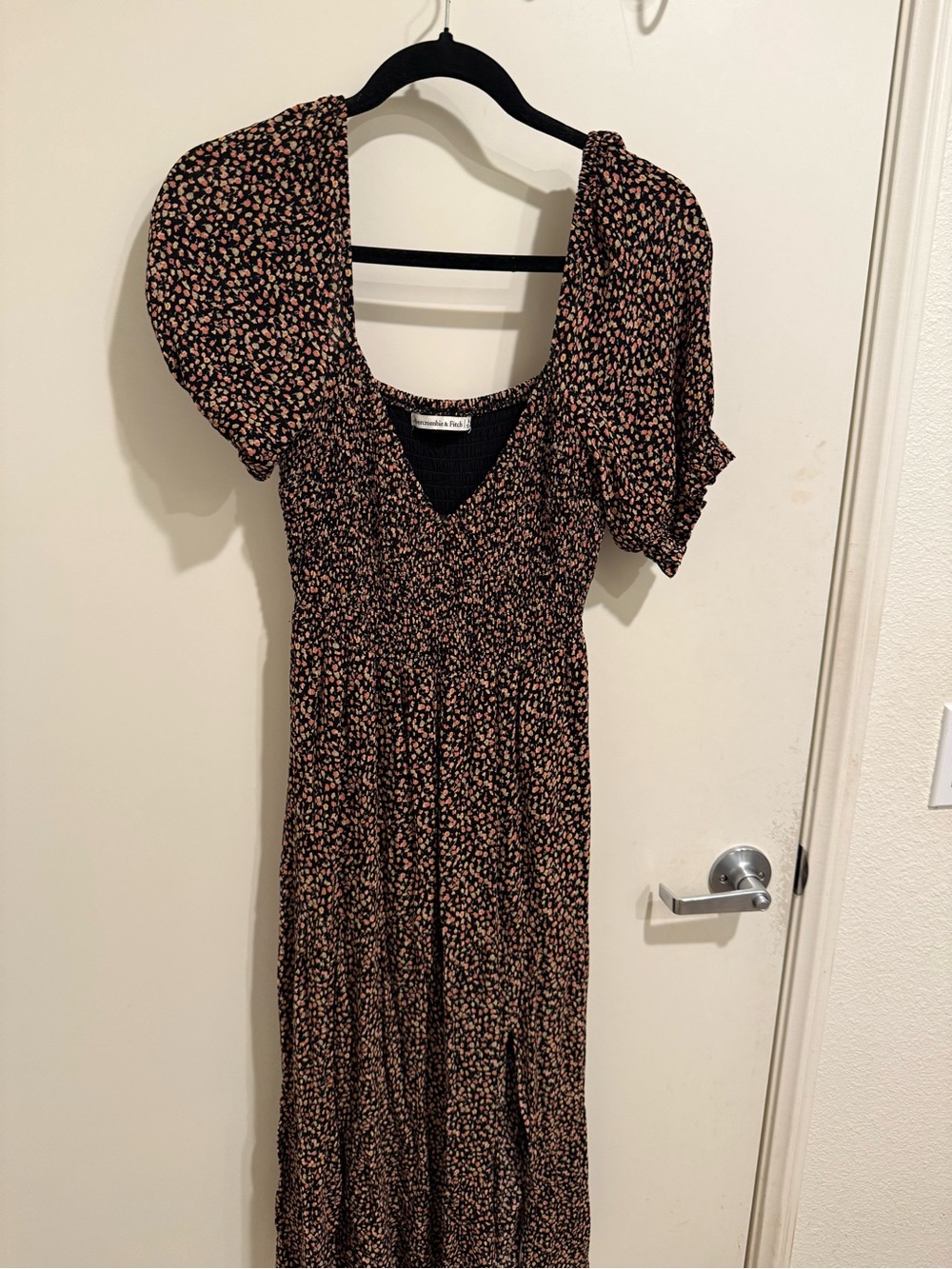 Abercrombie & Fitch Black Maxi Dress with Pink Floral Print